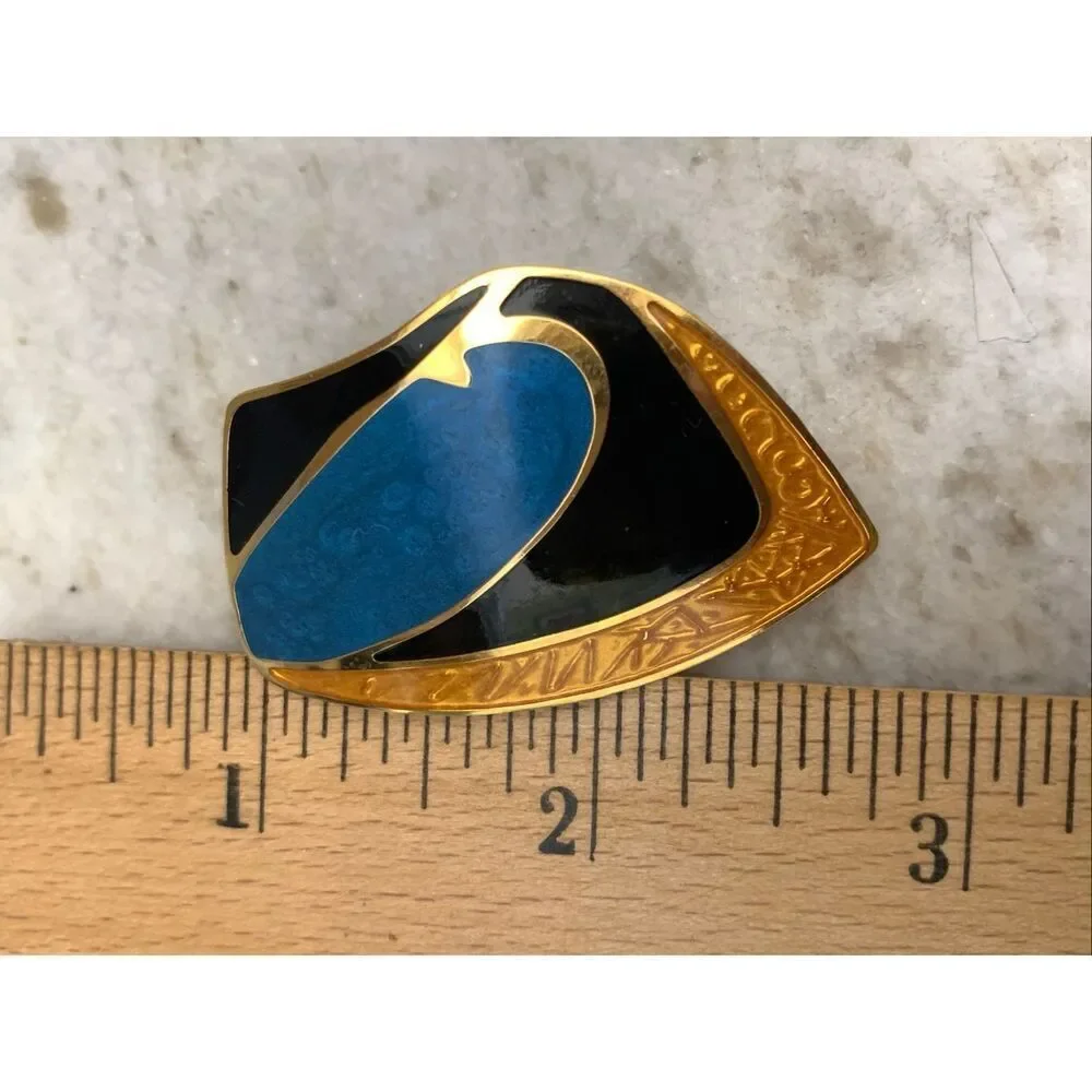 Berebi Vintage Art Deco Earrings #blue #black #gold